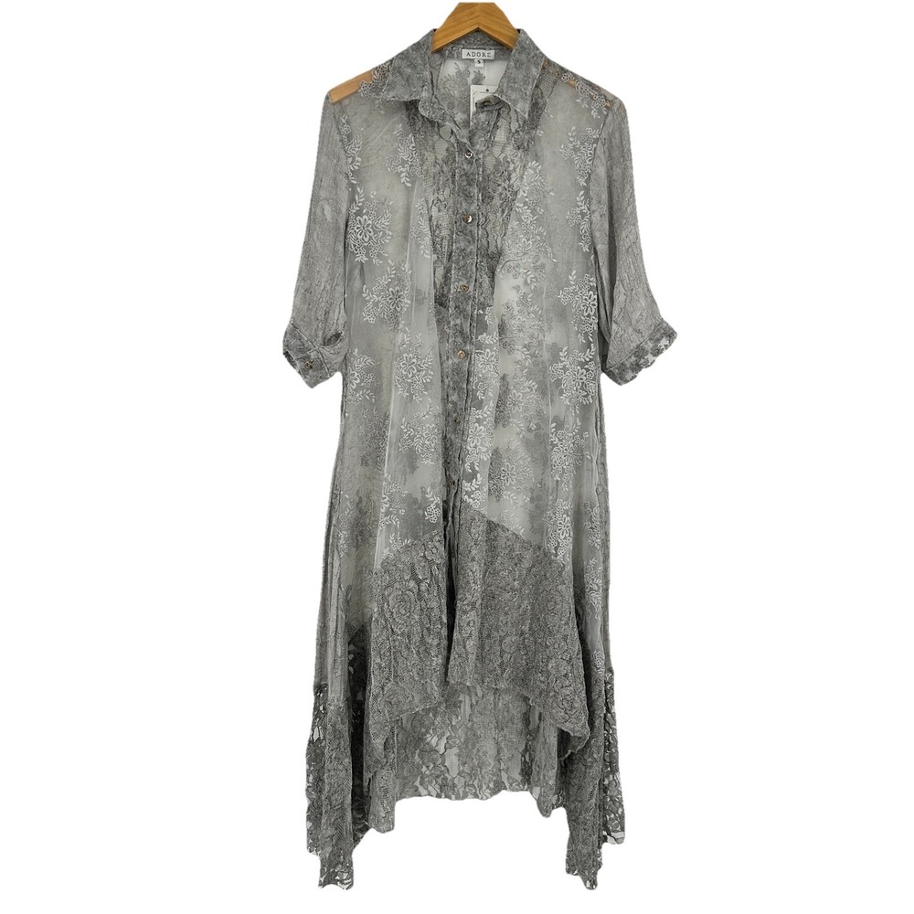 Sheer Fairy Grunge Layering Duster Shacket Womens S Floral Lace Whimsigoth
